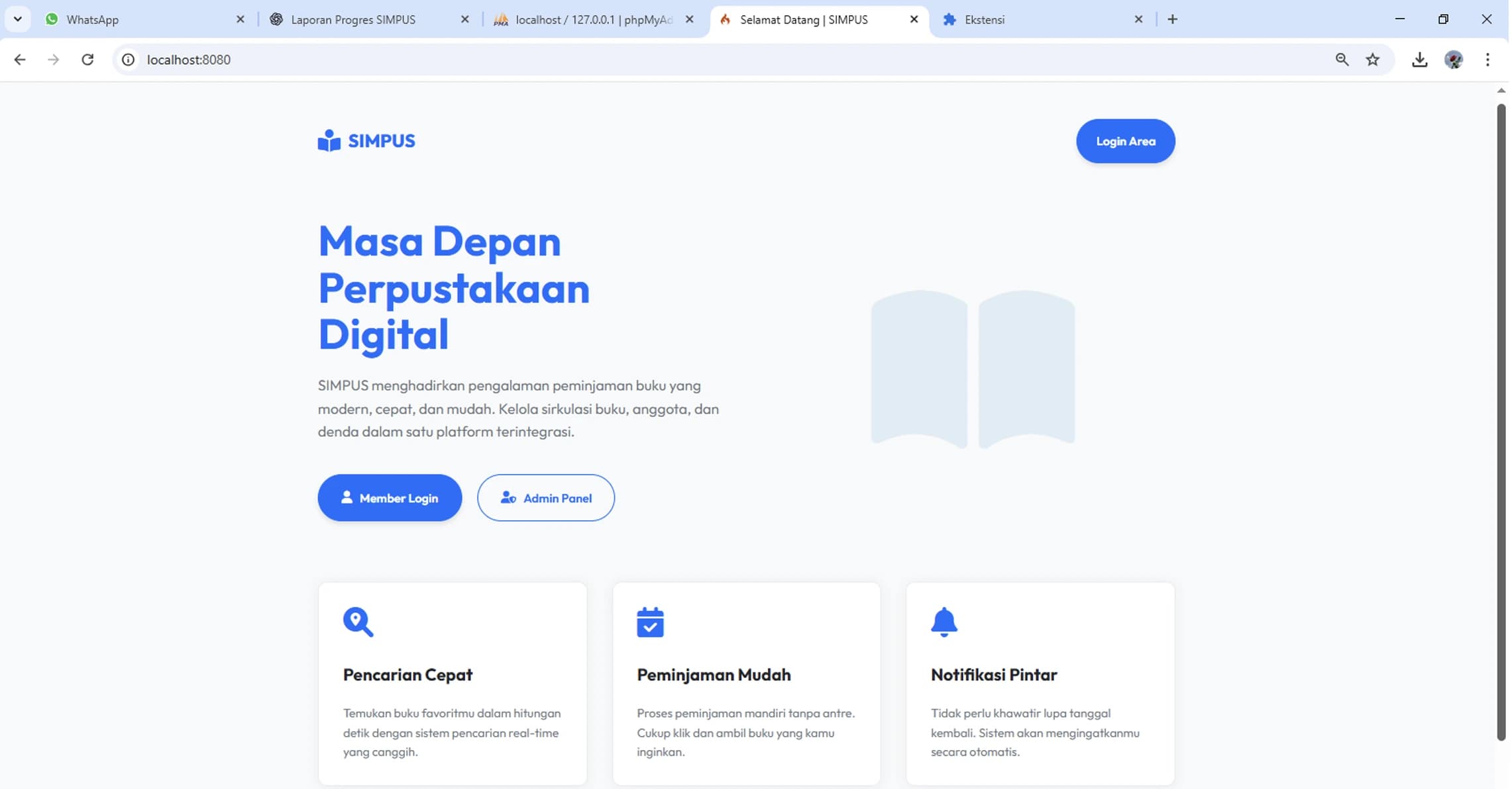 SIMPUS Golang homepage preview