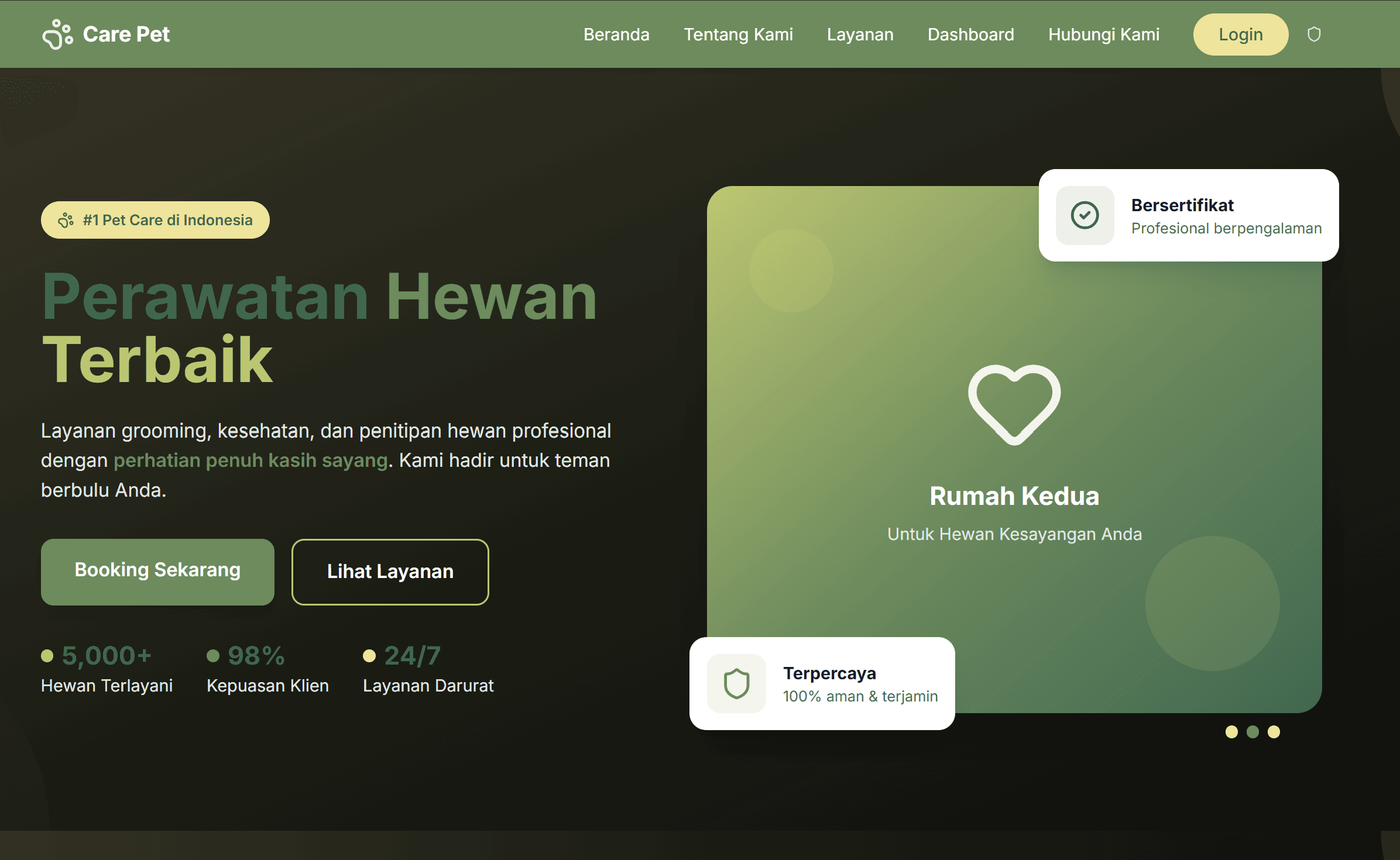 CarePet App website preview
